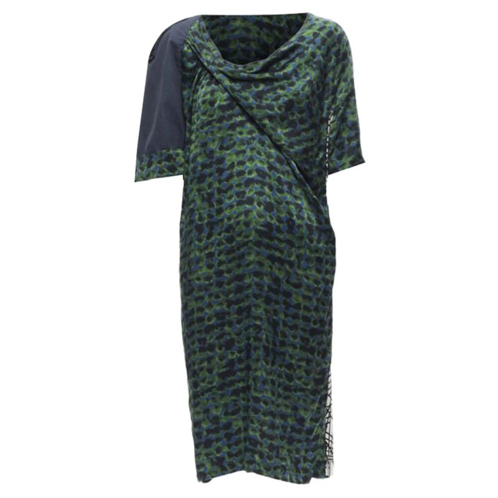 Dries Van Noten Draped Silk Contrast Dress